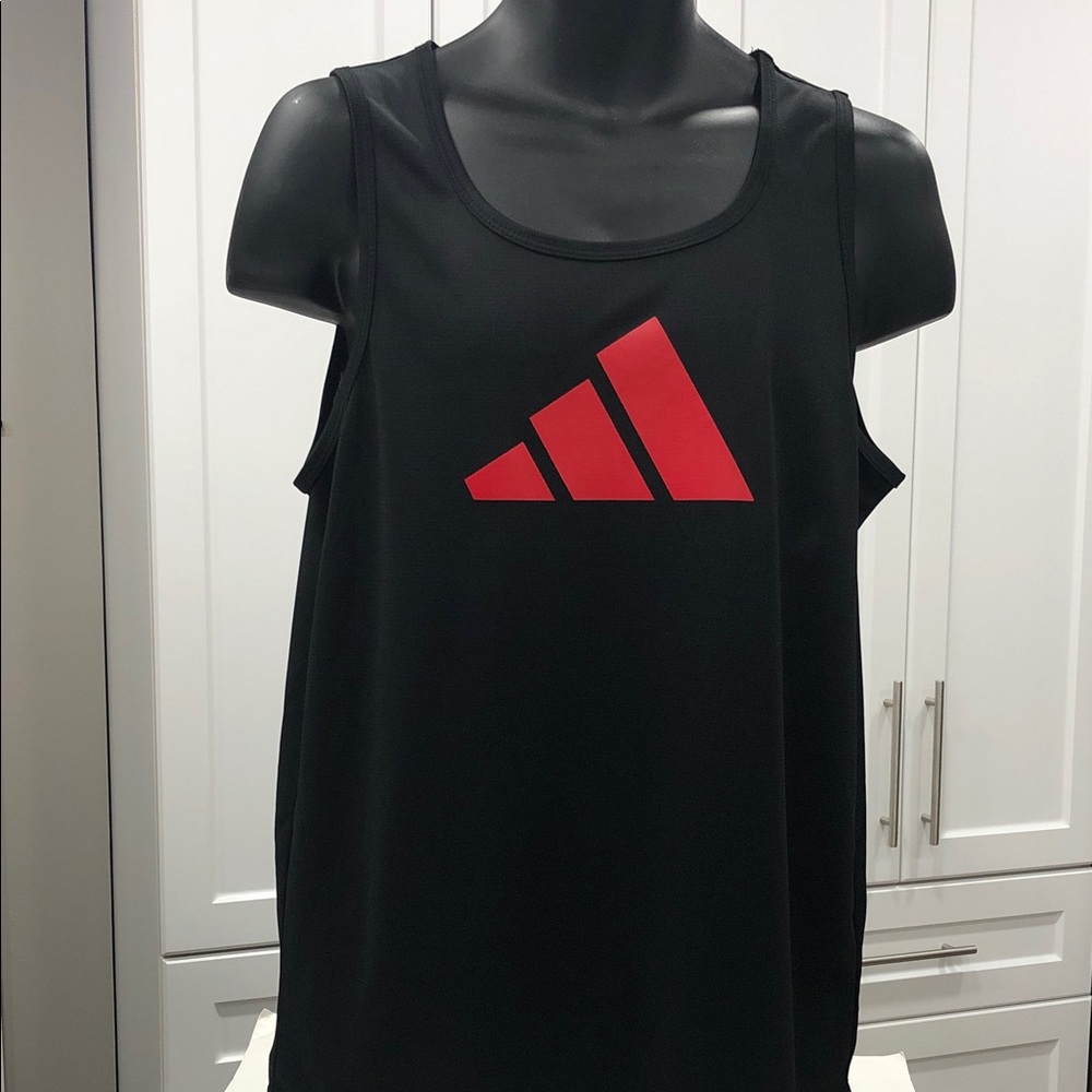 Adidas Aeroready Tank Top – Size XL – Black with Red 3-Bar Logo